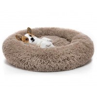 Faux fur cuddler round donut dog cat bed